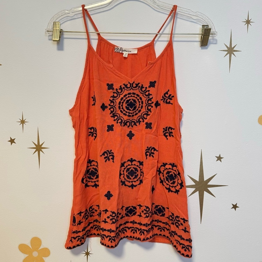 Women’s Tank Top Blouse Orange and Blue